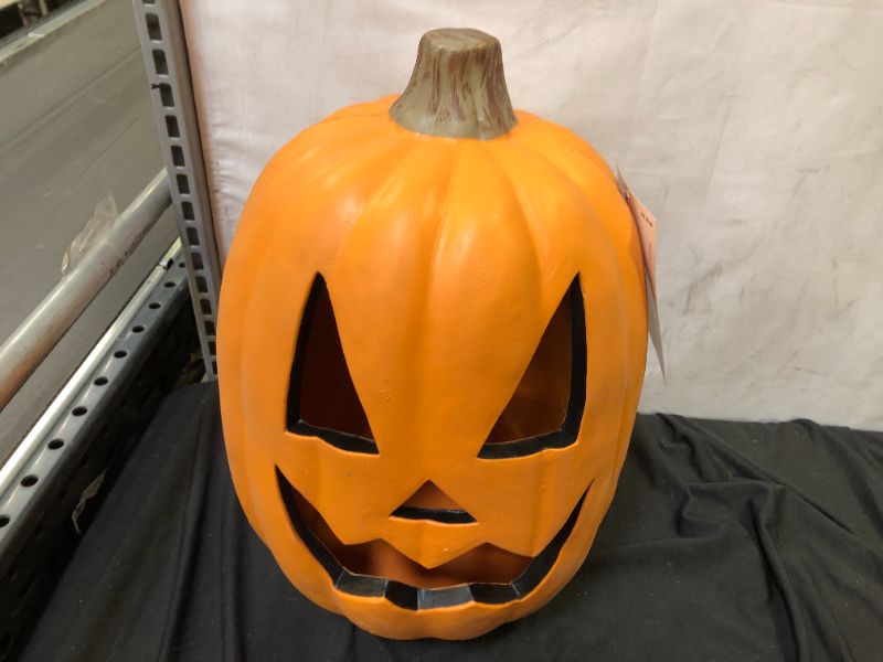 Photo 2 of 16 in. Orange Lighted Blow Mold Scary Jack-O-Lantern (MISSING LIGHT)