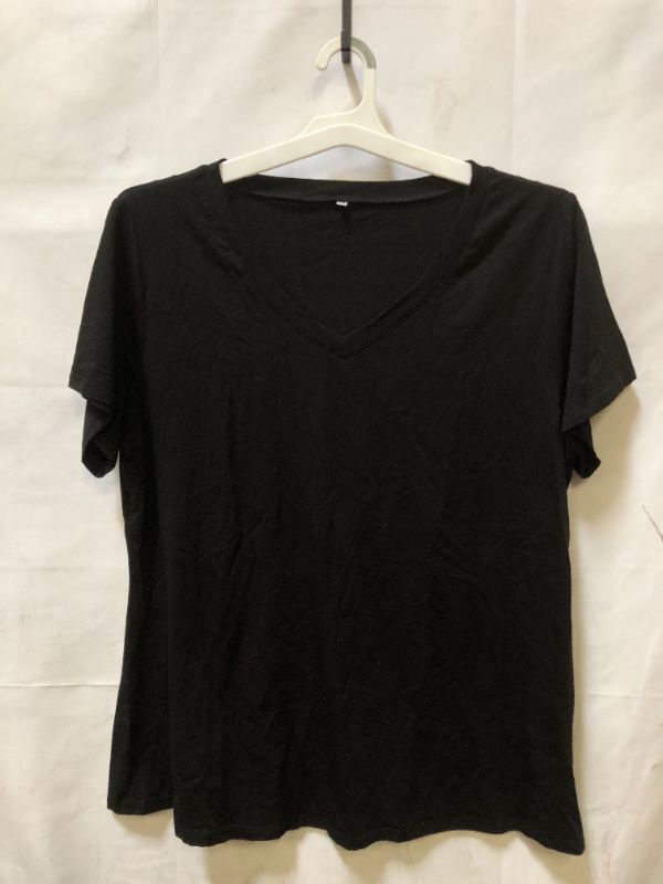 Photo 1 of Women's 2XL Black V-neck T-shirt