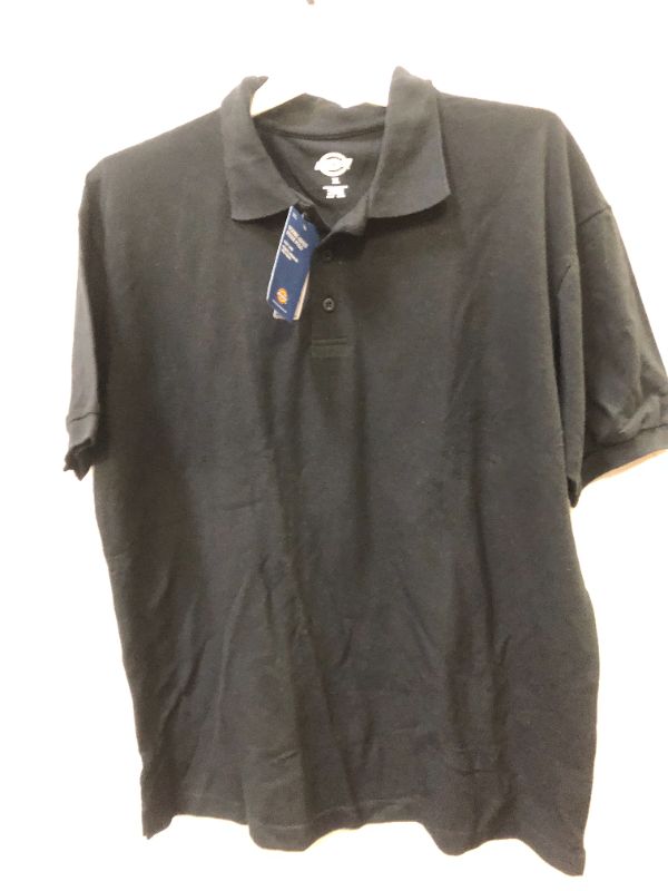 Photo 2 of Dickies Adult Sized Short Sleeve Pique Polo Shirt - Black Size XL 
