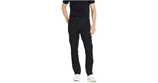 Photo 1 of Essentials Men's Athletic-Fit 5-Pocket Stretch Twill Pant, Black, 30W
