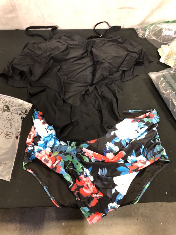 Photo 1 of 2 piece bathing suit xl black and floral