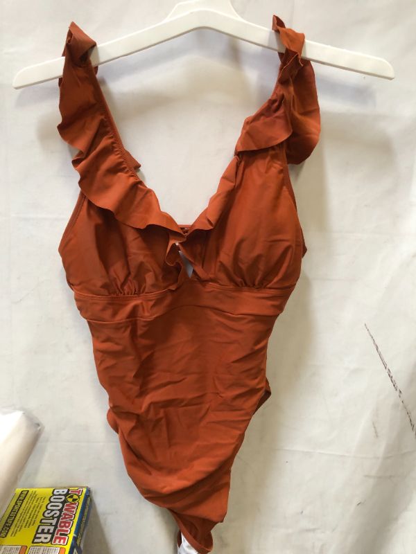 Photo 1 of CUPSHE Women's V Neck One Piece Swimsuit Ruffled Lace Up Monokini

XL