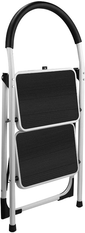 Photo 1 of  2 Step Stool, Folding Step Ladder Steel Stepladders (Upgraded Version) Non-Slip Sturdy Steps Wide Pedal with Comfortable Hand Grip for Home Kitchen Garden Office 330 lbs