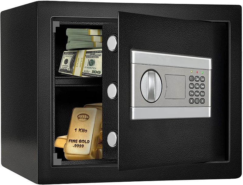 Photo 1 of Diosmio Fireproof Safe Cabinet Security Box, Digital Combination Lock Safe with Keypad LED Indicator, for Pistol Cash Jewelry Important Documents Home Office (1.2Cub, Black)