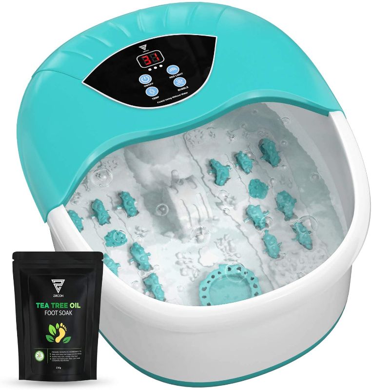 Photo 1 of 5 in 1 Foot Spa/Bath Massager with Tea Tree Oil Foot Soak with Epsom Salt - with Heat, Bubbles and Vibration, Digital Temperature Control - Mini Acupressure Massage Points - Foot Stress Relief Spa