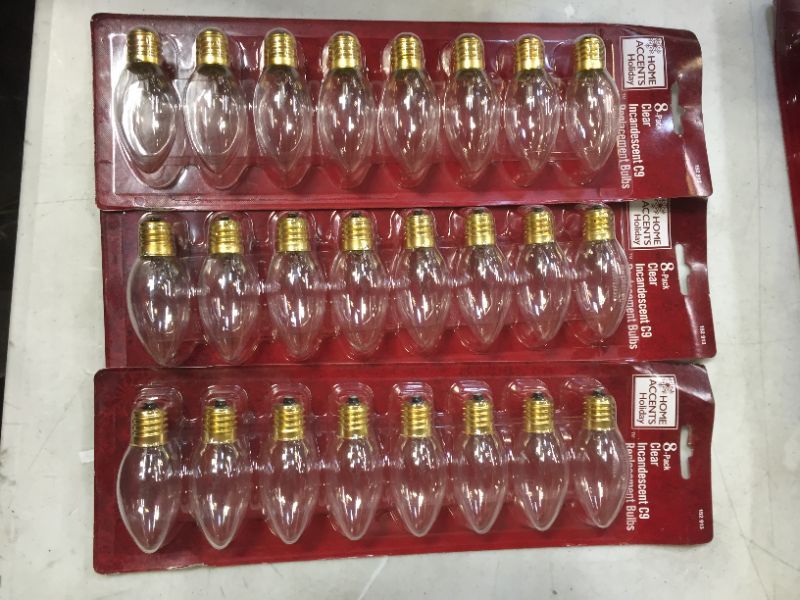 Photo 1 of 3x 8-Pack Clear Incandescent C9 Replacement Bulbs
