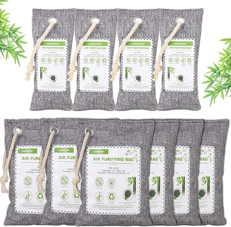 Photo 1 of 10 Pack Bamboo Charcoal Air Purifying Bags, Activated Charcoal Air Freshener, Nature Fresh Air Purifier Bags, Smell Absorbers for Home, Pet, Closet, Car, Mildew (6x200g, 4x50g) (10)
