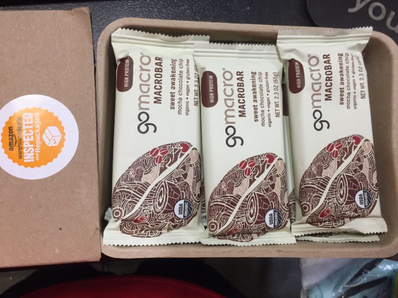 Photo 2 of GoMacro MacroBar Organic Vegan Protein Bars - Mocha Chocolate Chip (2.3 Ounce Bars, 12 Count)
