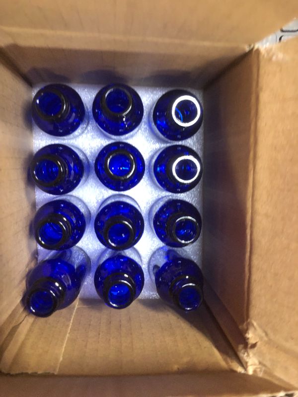 Photo 2 of 12 Pack 1oz Cobalt Blue Glass Bottles with Glass Eye Droppers for Essential Oils, Perfumes & Lab Chemicals