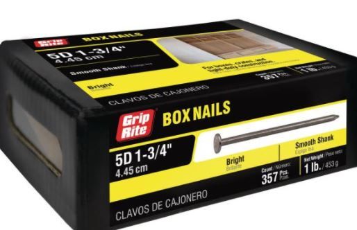 Photo 1 of #14 x 1-3/4 in. 5-Penny Bright Steel Smooth Shank Box Nails (1 lb.-Pack)
OPENED BOX 