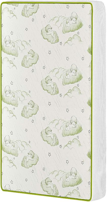 Photo 1 of Dream On Me Breathable Two-Sided 3" Square Corner Play Yard Mattress, White/Green I Greenguard Gold Certified
