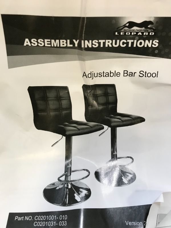 Photo 1 of BestOffice Bar Stool Barstools Bar Chairs Counter Height Adjustable Swivel Stool with Back PU Leather Kitchen Counter Stools Set of 2 Dining Chairs (Black)
