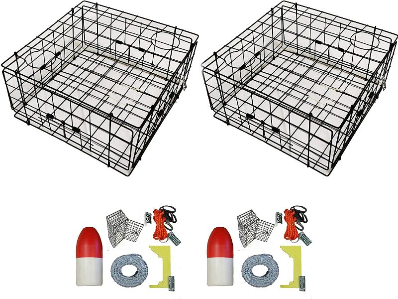 Photo 2 of 2-Pack of KUFA Vinyl Coated crab trap & accessory kit (100' Lead Core sinking line,Clipper,Harness,Bait Bag & 14" Float) (S60+CEC3) x2
