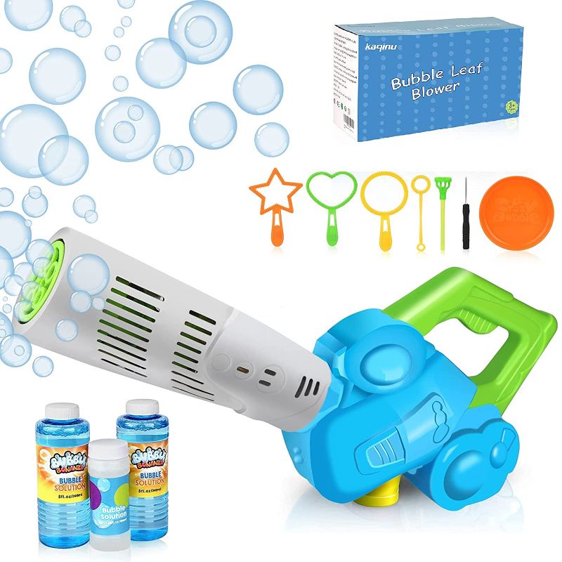 Photo 1 of Bubble Machine for Kids, Bubble Leaf Blower Bubble Gun with 3 Pcs Refill Solution & Bubble Wands, Outdoor Bubble Maker Toys for Toddlers, Boys & Girls Gift, Age 3+