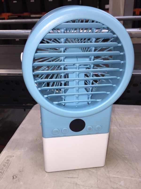 Photo 2 of OUNONA IMIKEYA Portable Air Cooler Air Conditioner Fan with 3 Wind Speeds Low Noise Desktop Fan with 2/4H Timer Colorful LED Light Air Circular Fan for Wind Supply Mist Spray