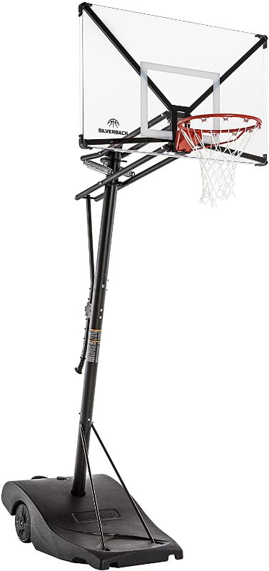 Photo 1 of Silverback NXT Portable Height-Adjustable Basketball Hoop Assembles in 90 Minutes - Easy Lift and Roll Basketball Goal - Infinity Edge Basketball Backboard
