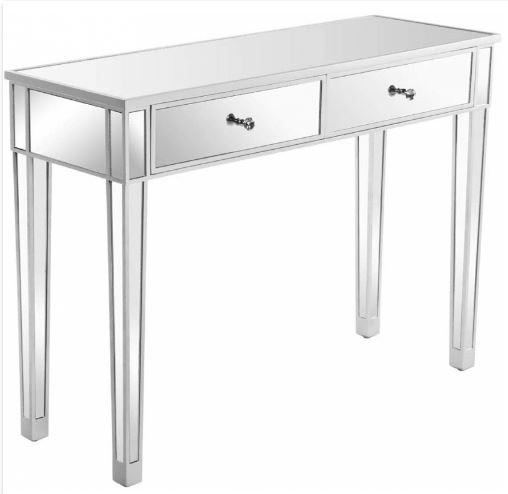 Photo 1 of Zimtown Modern 2 Drawer Mirrored Vanity Dressing Table Console Table Dressing Silver Glass Desk,Sliver MISSING LEGS