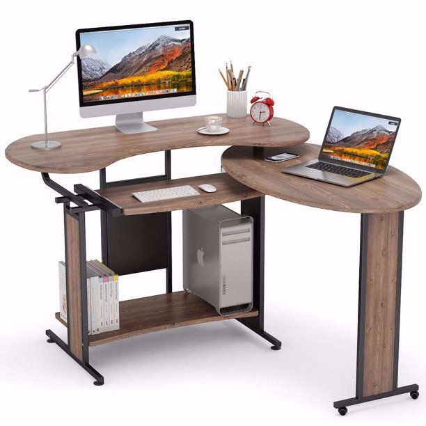 Photo 1 of L-Shaped Computer Desk, Tribesigns Rotating Corner Desk & Modern Office Study Workstation, for Home Office or Living Room
