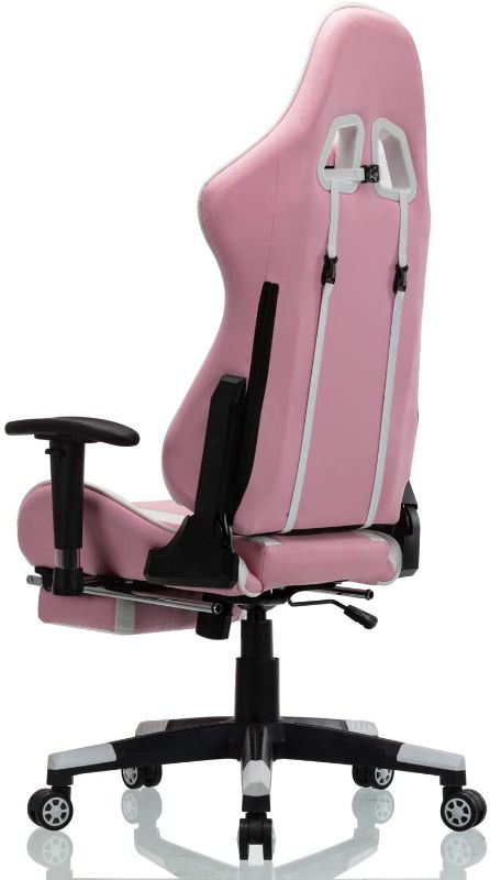 Photo 1 of PINK Gaming Chair Racing Style Office Chair Adjustable Massage Lumbar Cushion