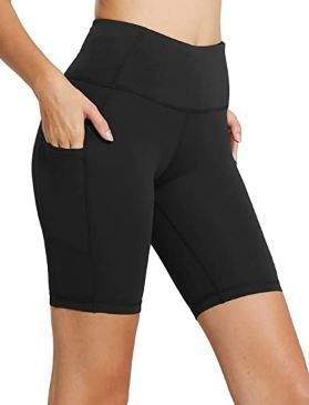 Photo 1 of BALEAF Women's 8"/ 7"/ 5" High Waist Biker Shorts Yoga Workout Running Compression Exercise Shorts Side Pockets 2XL

