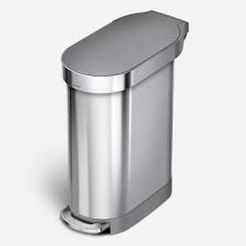 Photo 1 of simplehuman 45L Liner Rim Slim Step Trash Can Brushed Stainless Steel with Plastic Lid