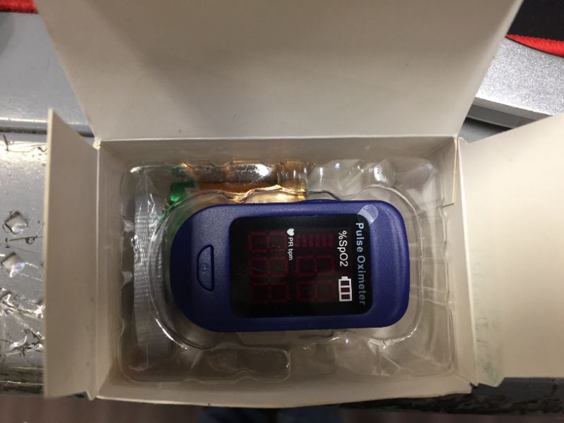 Photo 2 of Zacurate 500BL Fingertip Pulse Oximeter Blood Oxygen Saturation Monitor with Batteries and Lanyard Included (Navy Blue)
