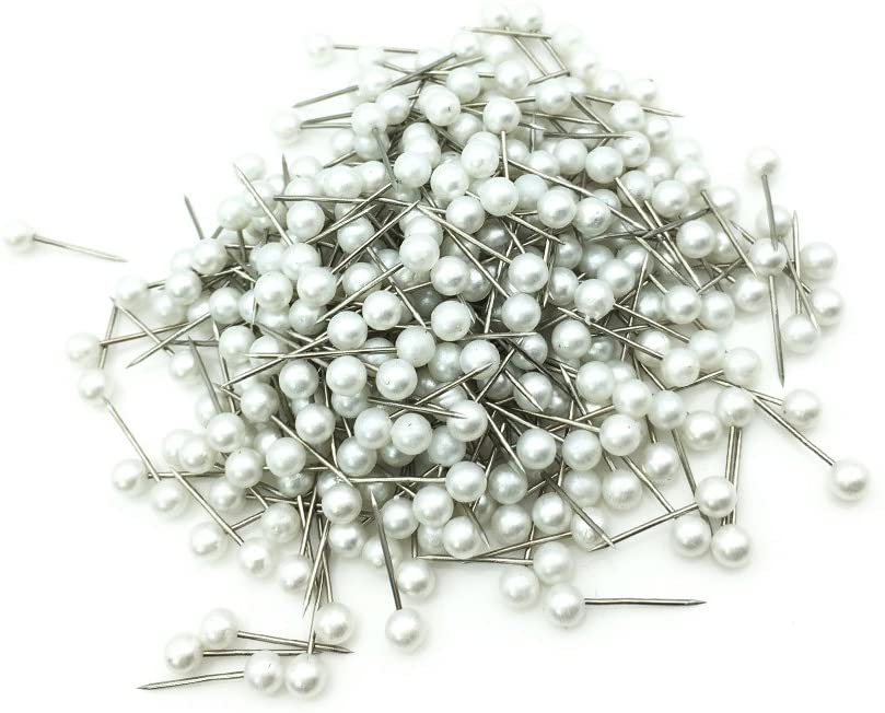 Photo 1 of 1/8 Inch Map Tacks Round Plastic Head Push Pins with Stainless Point(Box of 300 Pearl White Color Pins)
