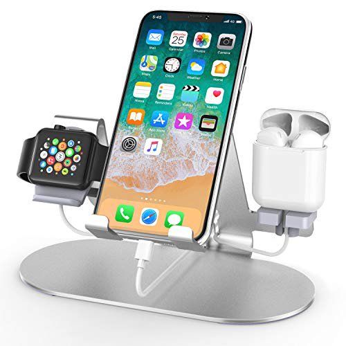 Photo 1 of 3 in 1 Aluminum Charging Station for Apple Watch Charger Stand Dock for iWatch Series 4/3/2/1,iPad,AirPods and iPhone Xs/X Max/XR/X/8/8Plus/7/7 Plus /6S /6S Plus/
