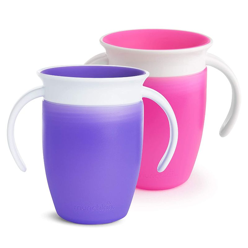 Photo 1 of Munchkin Miracle 360 Trainer Cup, Pink/Purple, 7 Oz, 2 Count
