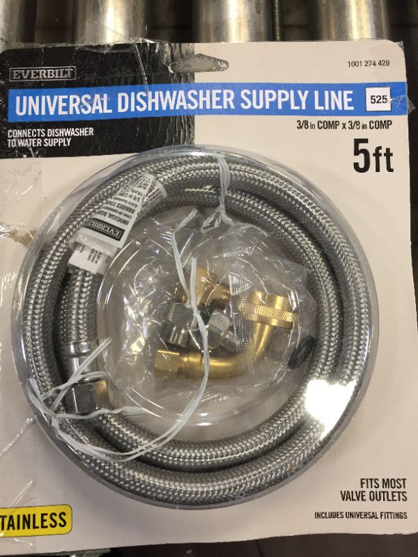 Photo 1 of 3/8 in. x 3/8 in. x 60 in. Stainless Steel Universal Dishwasher Supply Line