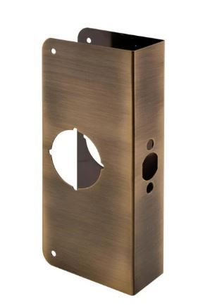 Photo 1 of 1-3/4 in. x 9 in. Thick Solid Brass Lock and Door Reinforcer, 2-1/8 in. Single Bore, 2-3/8 in. Backset
