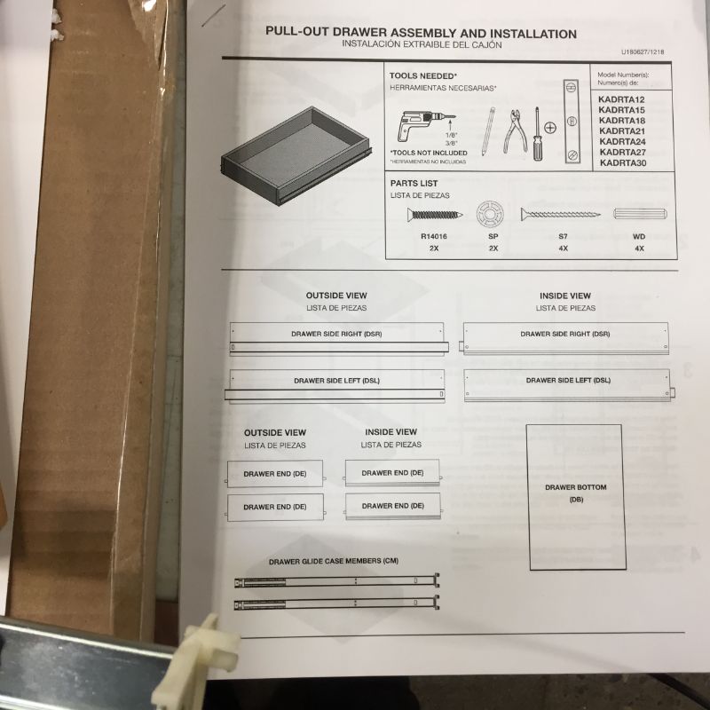 Photo 3 of Hampton Bay 13 in. Pull-Out Drawer for 18 in. Base Cabinet KADRTA18 -- 1piece