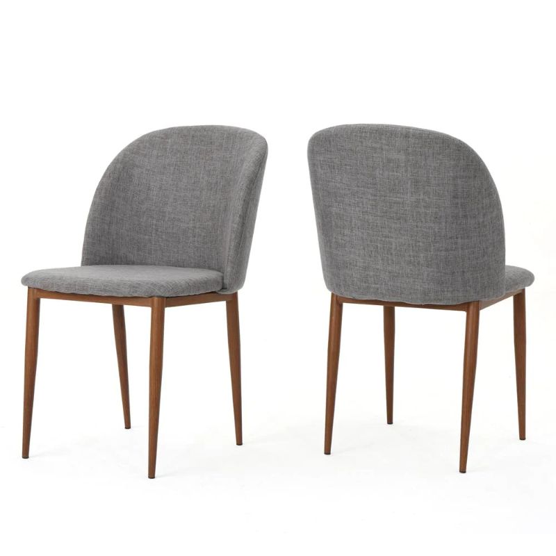 Photo 1 of Anastasia Light Grey Metal Upholstered Dining Chairs (Set of 2)
