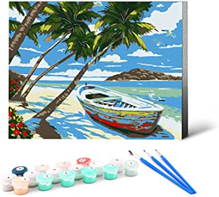 Photo 1 of 2 pack of Ginkko Paint by Numbers for Adults Kids Beginners with Wooden Frame Easy Acrylic on Canvas 9x12 inch with Paints and