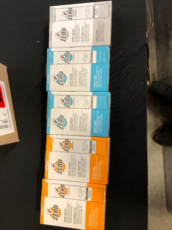 Photo 2 of 5 pack of GATORADE ZERO POWDER 10PK GLACIER CHERRY 50pcs total