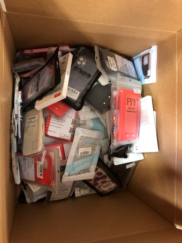 Photo 1 of Box of phone cases, various phones styles and sizes