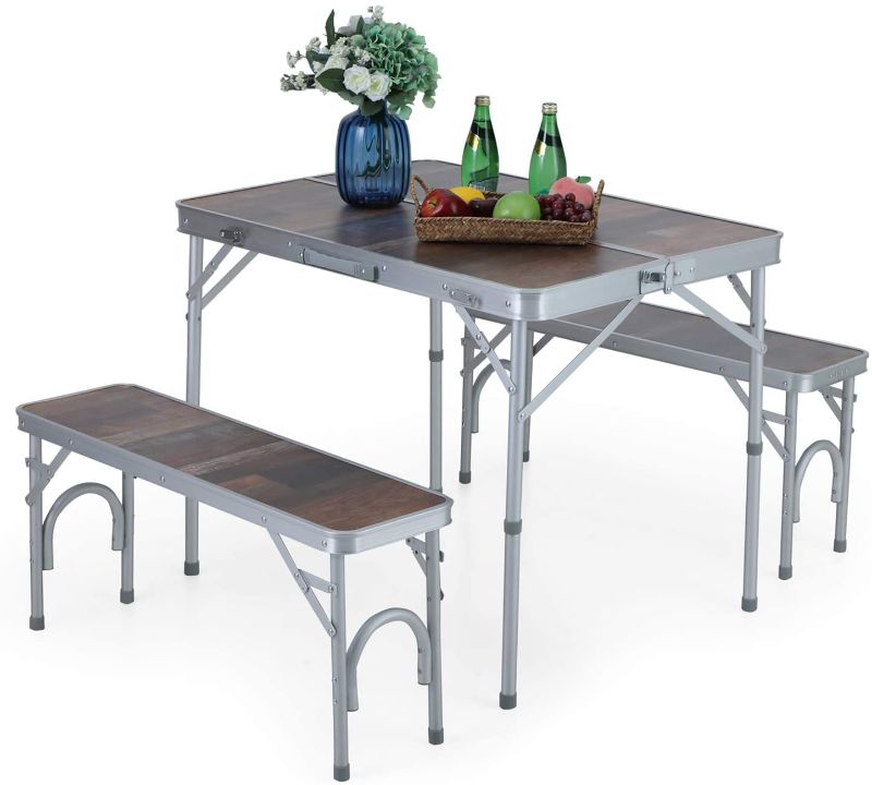 Photo 1 of ALPHA CAMP 3-Piece Folding Camping Table with Bench