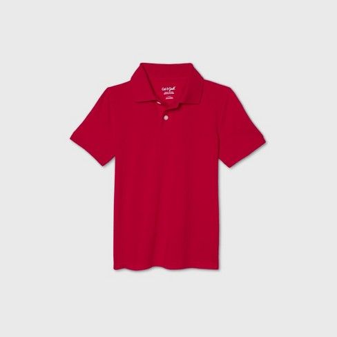 Photo 1 of Girls Short Sleeve Stretch Pique Uniform Polo Shirt - Cat & Jack™ Red-XXL 18