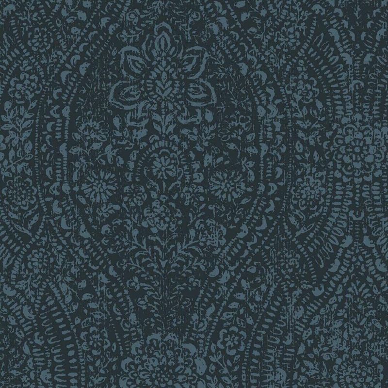 Photo 1 of 3pck - RoomMates RMK11569WP Dark Blue Ornate Ogee Peel and Stick Wallpaper 20.5IN X 16.5 FT = 28.19 SQ FT