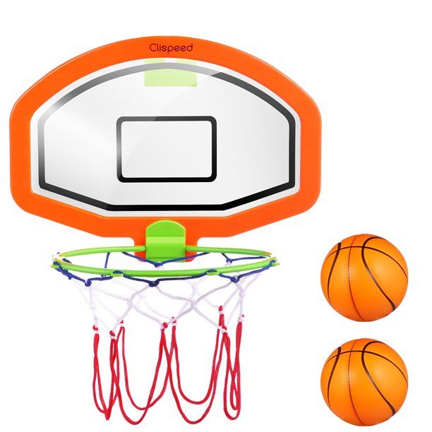 Photo 1 of Clispeed Kids Basketball Hoop Set Cartoon Hanging Wall Mounted Mini Ball Hoop with Net Portable Educational Indoor Toy
