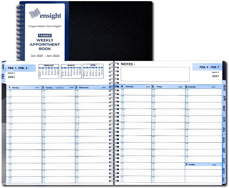 Photo 1 of 2021 ensight Tabbed Appointment Book & Planner 8.5 x 11 inches, Daily Hourly Weekly Planner, Calendar and Schedule Book 15-Minute time Slots, Business and Personal Planner
