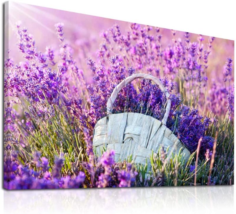 Photo 1 of 2pack - Canvas Wall Art For Kitchen Dining Room Family Wall Decor For Bedroom Flowers Canvas Pictures Bathroom Artwork Purple Lavender Paintings Modern Office Wall Art Farmhouse Home Decorations 12 X 16 Inch
