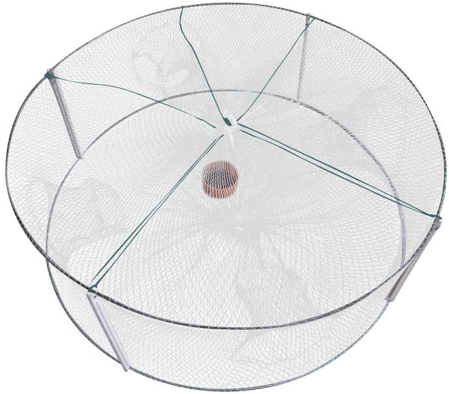 Photo 1 of 3 pack - LICIONE (4 Holes Crab Trap Crawfish Trap Folded Round Soaking Net Portable Fishing Accessories for Crab Fish Shrimp, Just Place Food and Wait
