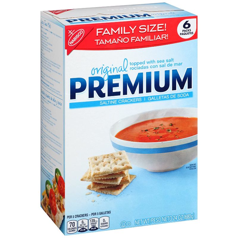 Photo 2 of 3 pack of crackers - (1) Original Premium Saltine Crackers, Family Size, 24 oz, (2) Ritz Crackers Original - Family Size - 20.6oz EXP 10/16/2021