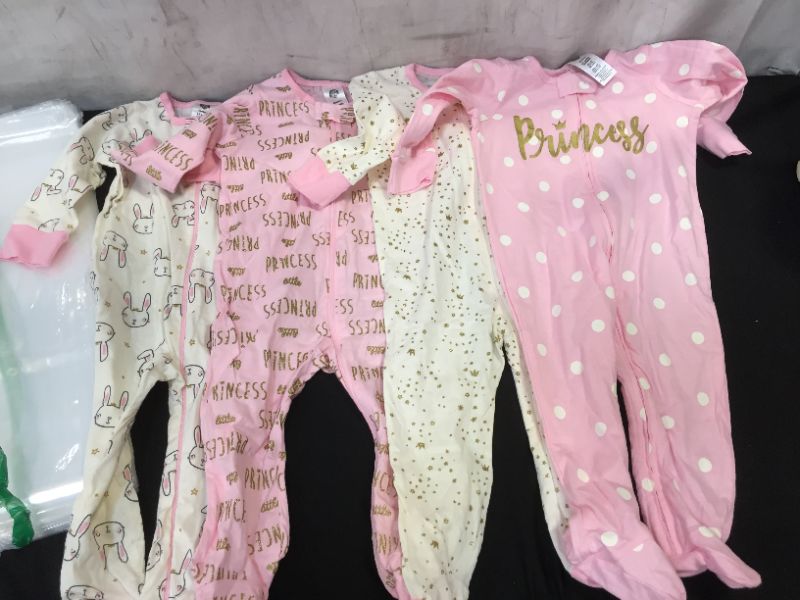 Photo 1 of 4pack - Baby Girl Pink Princess Onesies, Pajamas