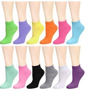 Photo 1 of 12-Pack Women's Ankle Socks Assorted Colors Size 9-11
