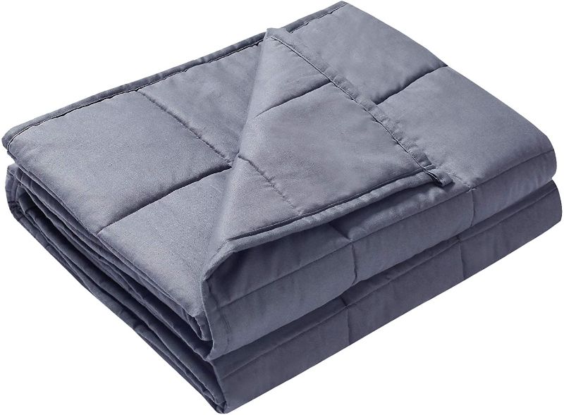 Photo 1 of  Kids Weighted Blanket 5 lbs| 36''x48'', for 40-60 lbs Individual, 100% Cotton Heavy Blanket for Kids Calm Sleeping, Material with Glass Beads| Grey