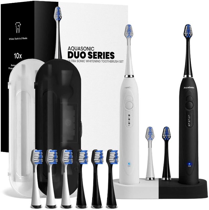 Photo 2 of AquaSonic Duo Dual Handle Ultra Whitening 40,000 VPM Wireless Charging Electric ToothBrushes