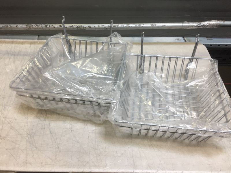 Photo 2 of 12 in. W x 12 in. D x 4 in. H Chrome Small Wire Basket (Pack of 6) 
