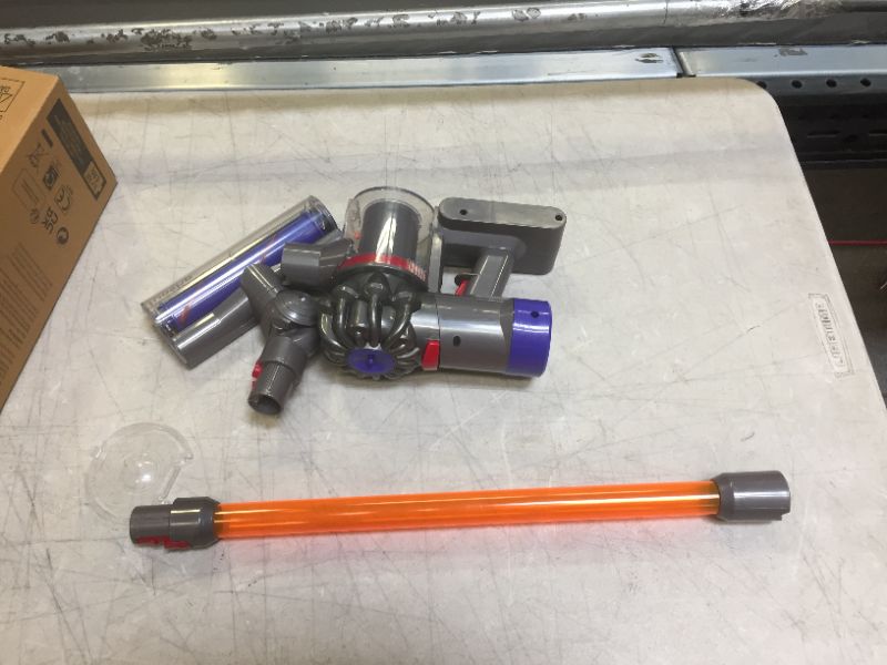 Photo 1 of Casdon Little Helper Dyson Cord-free Vacuum Cleaner Toy, Grey, Orange and Purple (68702)

